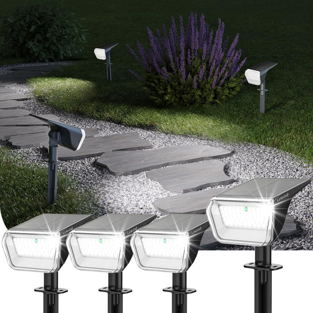 Linkind Solar Spot Lights Outdoor, 60 Leds Solar Lights Outdoor Waterproof IP67 with 30% Conversion Rate, Ideal for Land