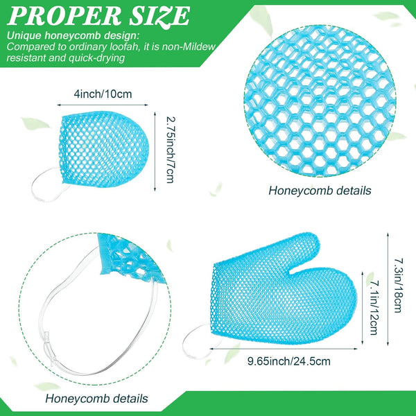 Karenhi 2 Pcs Honeycomb Exfoliating Glove Set Exfoliating Bath Mitt Honeycomb Face and Body Scrubber Shower Mitt for Cleaning Body Shower Face