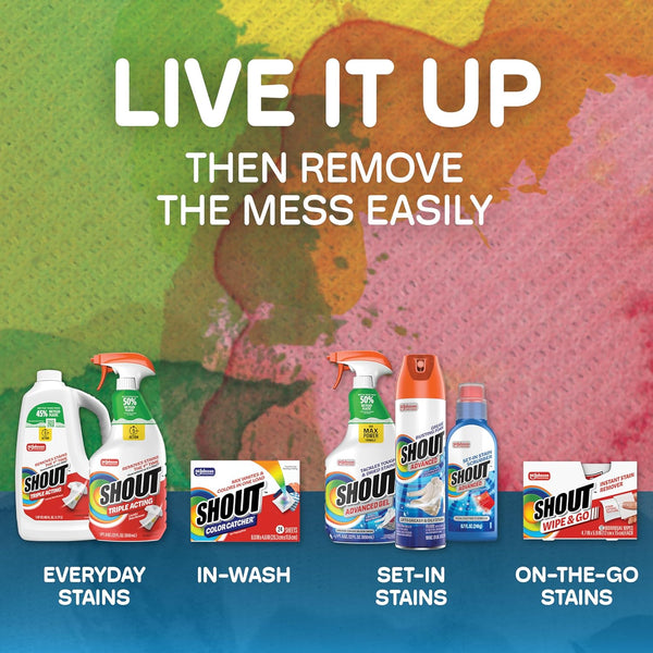 Shout Advanced Grease Busting Foam, Laundry Stain Remover, Oil and Grease Stain Remover for Clothes Laundry; Works on Motor Oil, Bike Grease,