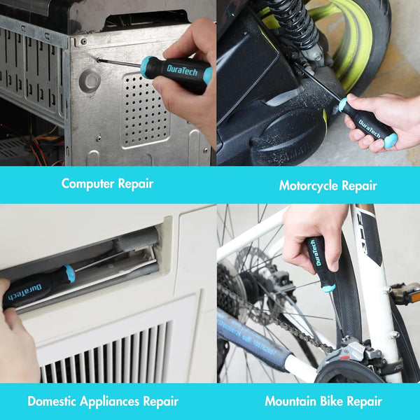 DURATECH 6-Piece Magnetic Screwdrivers Set, 3 Phillips and 3 Flat Head S2 Steel Screwdriver Set with 180Â° Rotating Storage Rack, Professional