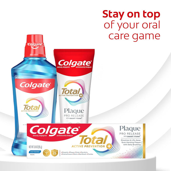 Colgate Total Plaque Pro Release Whitening Toothpaste, 2 Pack, 3.0 Oz Tubes