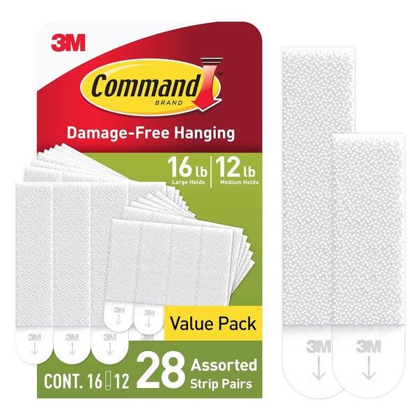 Command 15 Lb & 10 Lb Large and Medium Picture Hanging Strips 28 Assorted Pairs (56 Command Strips), Damage Free Hanging Picture Hangers, Great