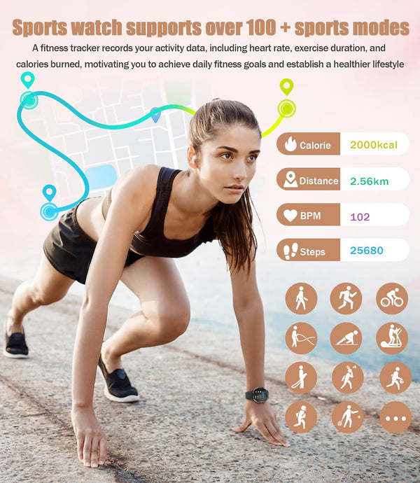 Women'S Smart Bracelet/Smart Watch, 1.72-Inch Display, IP68 Waterproof Sport Bracelet, One-Touch Bluetooth Calling, Fitness Tracker with Health