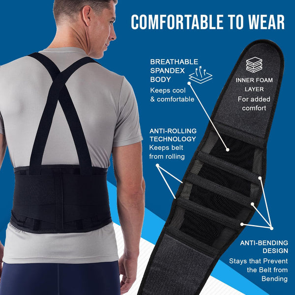 Nyortho Back Brace Women & Men - Medium -30"-34"- Relieves Pain - Support Suspenders - Osteoporosis - Maximum Posture Spine Support - Hook Loop - Mens