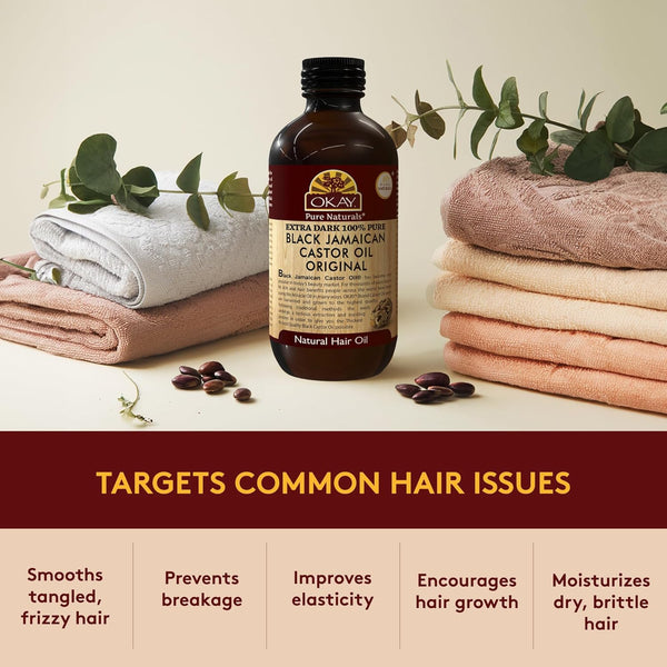 Okay MEN Castor Oil Beard & Hair Growth Oil - Beard Growth Oil Treatment for Men, Moisturizer for Soft Hair with Natural Ingredients, Hexane Free