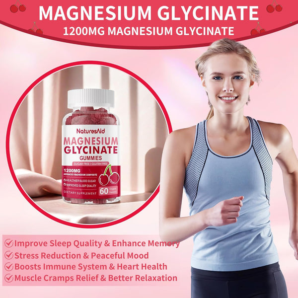 Magnesium Glycinate Gummies 1000Mg - Sugar Free Magnesium Potassium Supplement with Vitamin D, B6, Coq10 for Calm Mood & Sleep Support - 120