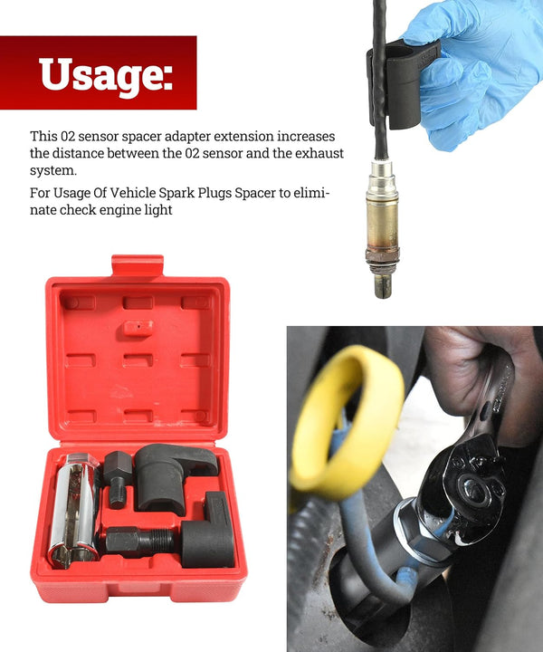 Zlirfy 5PCS Oxygen Sensor Removers,Automotive Oxygen Sensor Socket Wrench Remover Tool and Thread Chaser Set,O2 Oxygen Sensor Socket Set for