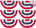 6 PCS 4Th of July Decorations Outdoor, 1.5 X 3 FT American Flag Banner, Patriotic Bunting USA Pleated Fan Flags US Half Fan Flag Independence Day