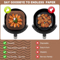 2 PCS Square Silicone Air Fryer Liners - 8 Inch Reusable Air Fryer Pot - Air Fryer Accessories - Air Fryer Inserts for 4 to 7 QT Oven Microwave