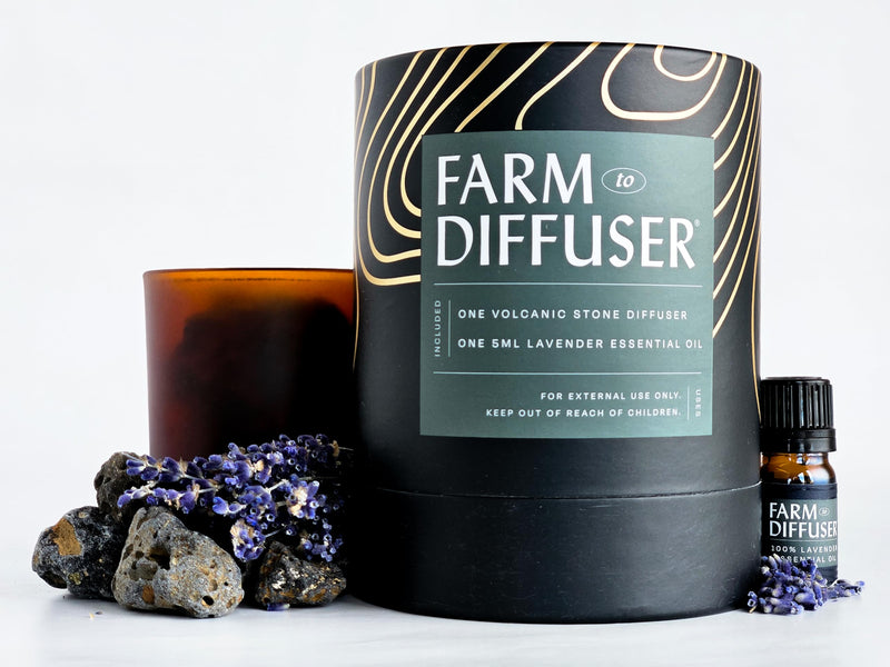 Volcanic Stone Diffuser with Lavender Essential Oil â Lava Rock Diffuser for Essential Oils | Cordless Passive Diffuser for Desk, Bedroom, or