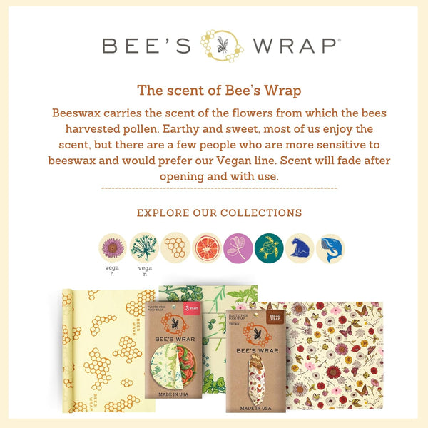 Bee'S Wrap Beeswax Wraps for Food - Garden Party 3 Pack (S, M, L) Made in USA Reusable & Organic Food Wraps, Sandwich Wrap & Bowl Covers -