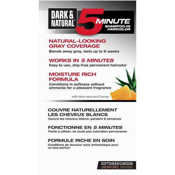 Softsheen-Carson Dark & Natural Hair Color for Men 5 Minutes, Natural Looking Gray Coverage for up to 6 Weeks, Shampoo-In Permanent Hair Dye, Jet