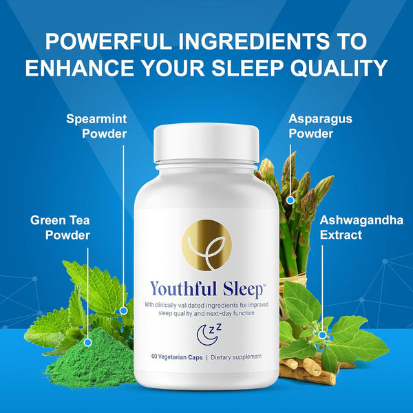 Youthful Sleep | Natural Sleep Support, No Melatonin, Supports Deep Rest and Improved Next-Day Function, Safe for Daily Use | 60 Capsules (1-Month