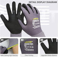 Work Gloves Microfoam Nitrile Coated-6 Pairs,Seamless Knit Nylon Gloves,Gray Work Gloves
