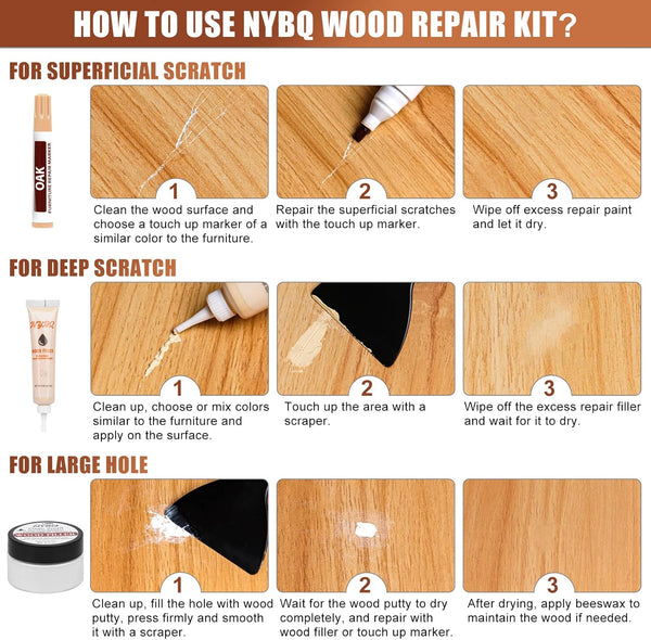 Wood Furniture Repair Kit- Set of 41 Laminate Vinyl Floor Repair Kit Wood Fillers,Floor Scratch Repair, Touch up Markers, Restore Hardwood