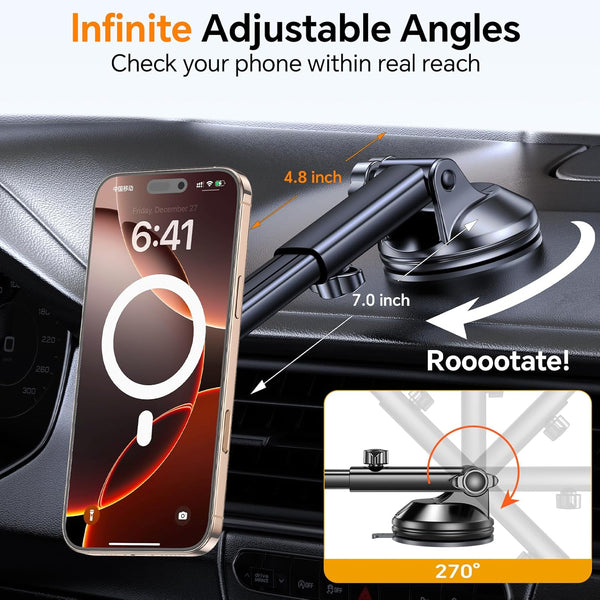 For Magsafe Car Mount? Windshield + Vent + Dash ? Magnetic Phone Holder for Car Phone Holder Mount Cell Phone Holders for Your Car Truck Suction