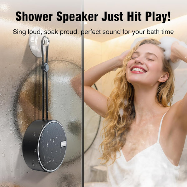 INSMY C12 IPX7 Waterproof Shower Bluetooth Speaker, Portable Small Speaker, Speakers Bluetooth Wireless Loud Clear Sound Support TF Card Suction