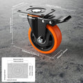 4 Inch Caster Wheels, Casters Set of 4, Heavy Duty Casters with Brake 2200 Lbs, Locking Industrial Swivel Top Plate Casters Wheels for Furniture