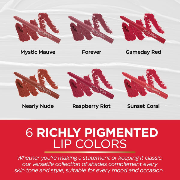 Mirabella Velvet Matte Lip Crayon - Long Lasting Lipstick Crayon & Lip Liner - Retractable, Highly Pigmented Lip Tint & Moisturizing Antioxidant