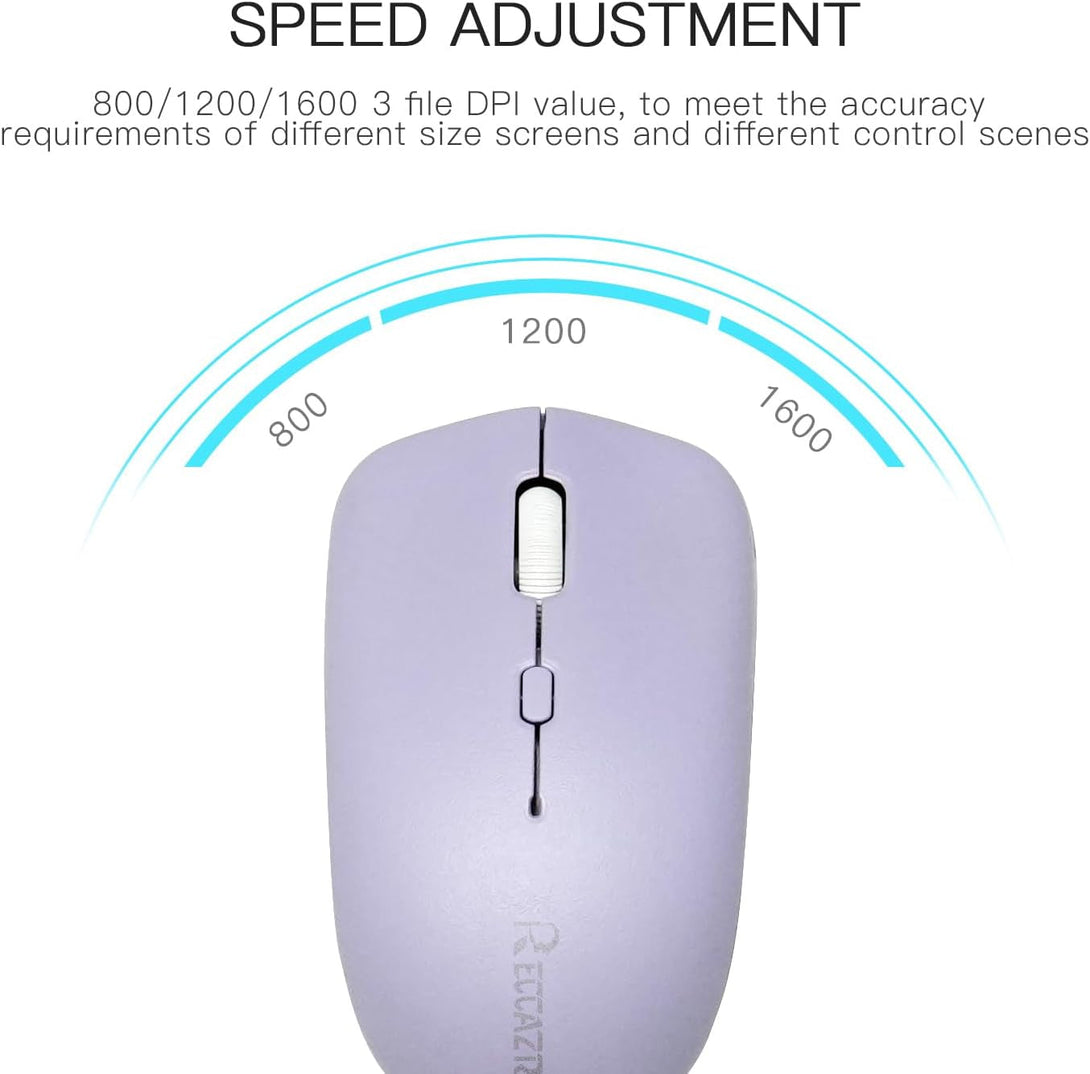Wireless Keyboard and Mouse Combo, Full-Sized Wireless Keyboard and Adjustable DPI Mouse, 2.4Ghz USB Receiver, Wireless Keyboard and Mouse for PC, Windows, Desktop, Laptop (Purple)