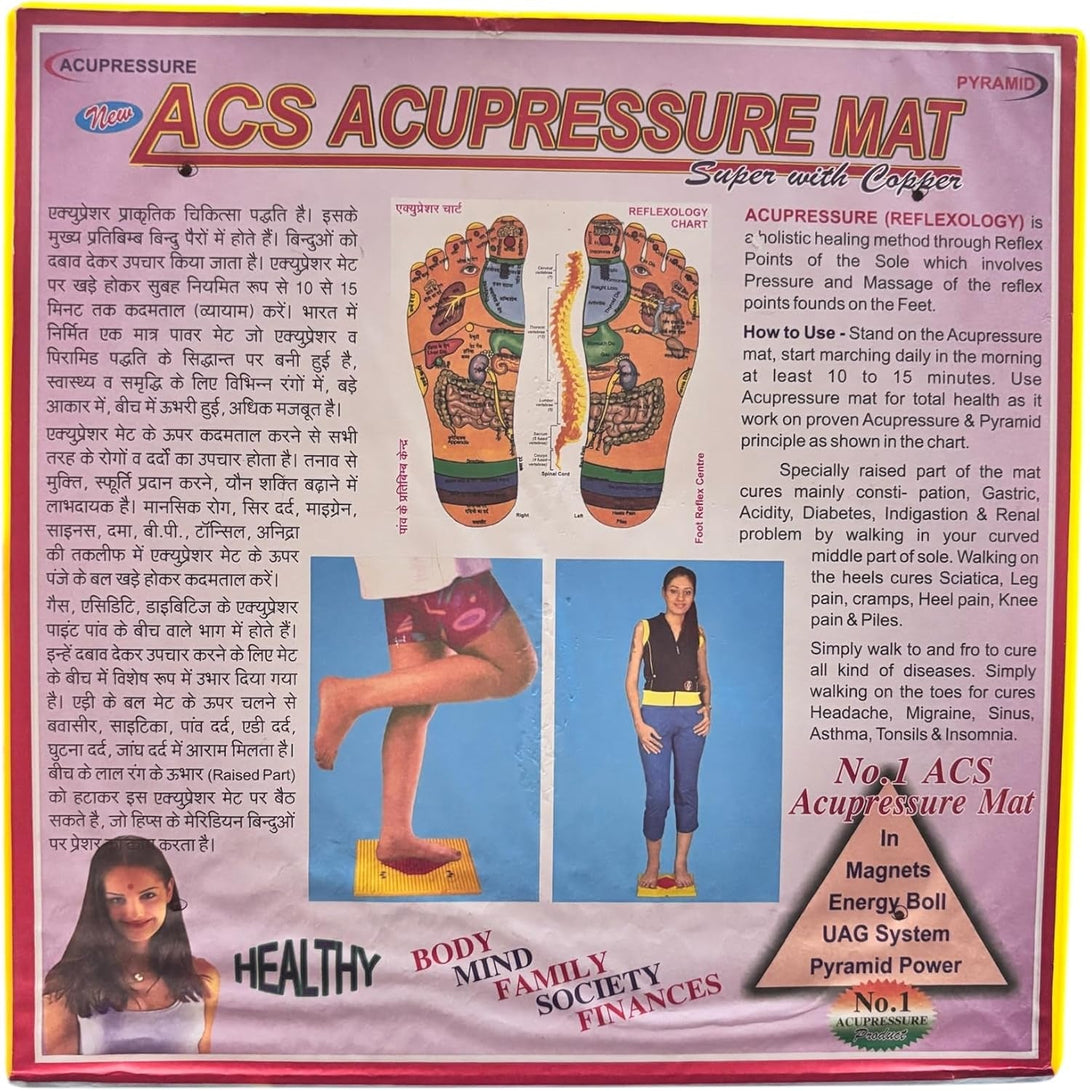 Acupressure Mat with Magnets, Reflexology Foot Massage Mat, Copper Pyramid Power for Pain Relief
