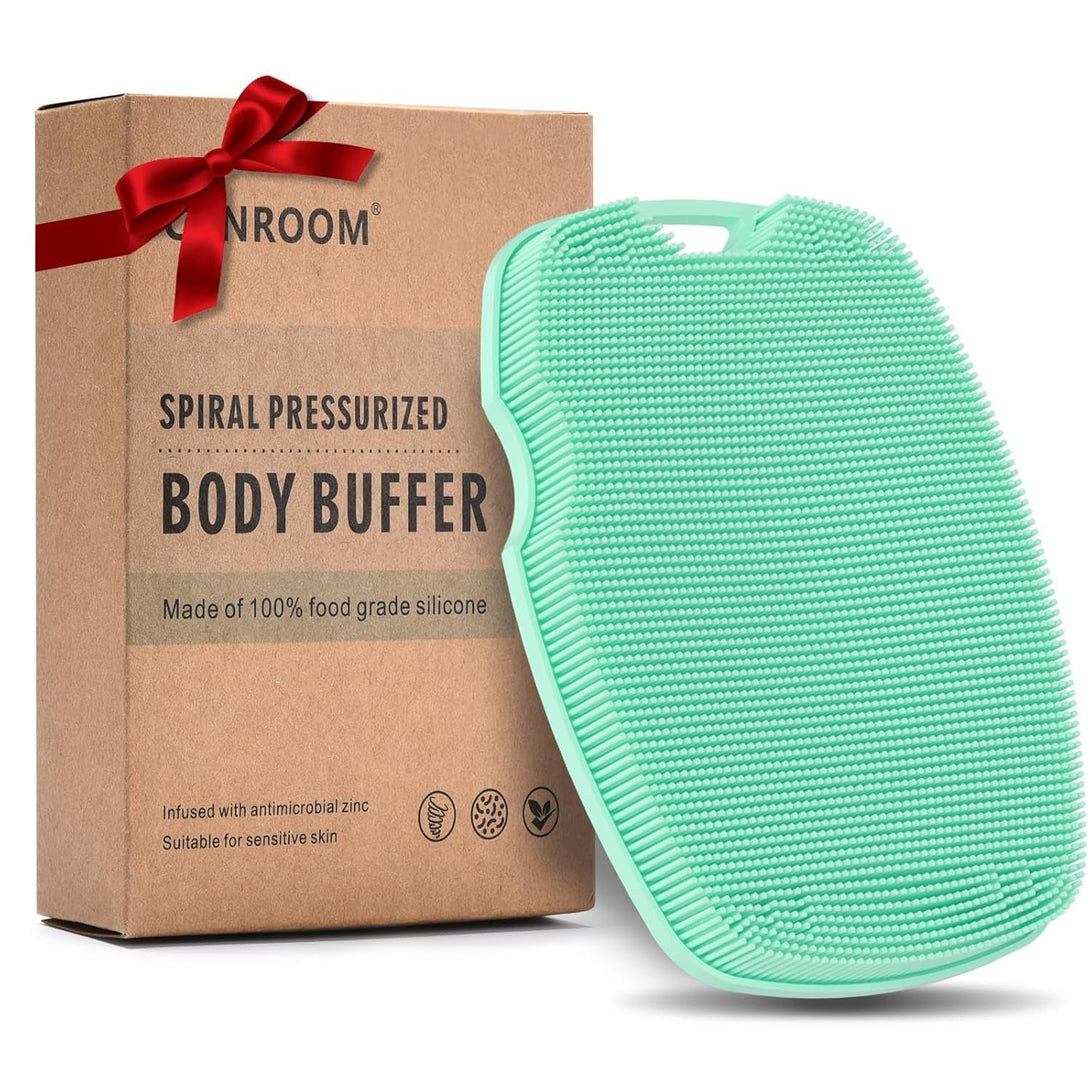 Silicone Body Scrubber - Zinc Infused - Highly Elastic Bristles - Exfoliating Body Scrubber for Cellulite Reduction,Blood Circulation,Massage for Flawless Skin - Green