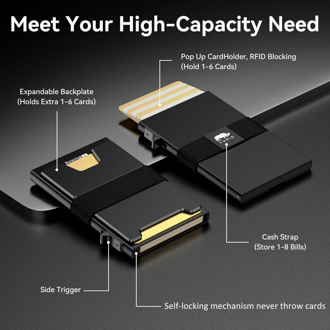 Smart Card Wallet for Men Slim: Minimalist Wallet for Men - RFID Blocking Pop up Front Pocket Wallet, Metal Wallet 11 Card Holder