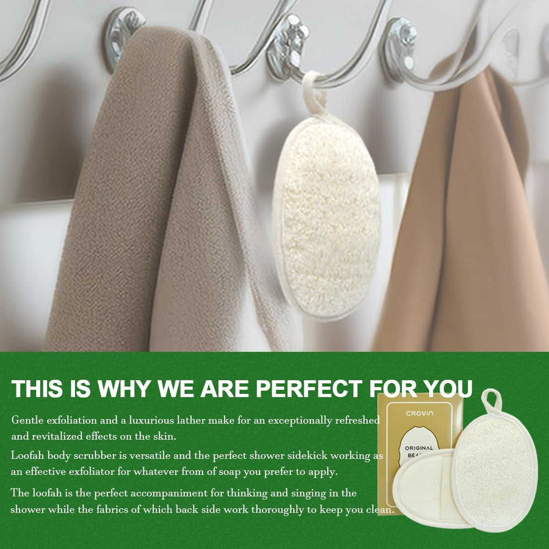 Natural Loofah Exfoliating Body Scrubber, Made with Natural Shower Loofah Sponge for Men and Women’S SPA (Pack of 4)