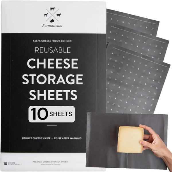 Formaticum Reusable Cheese Storage Sheets | Size 9" X 14" | Professional-Grade Cheese Strorage | Store Cheese, Sandwiches, and Charcuterie | Kitchen Organization | Manufactured in Germany | 10 Sheets