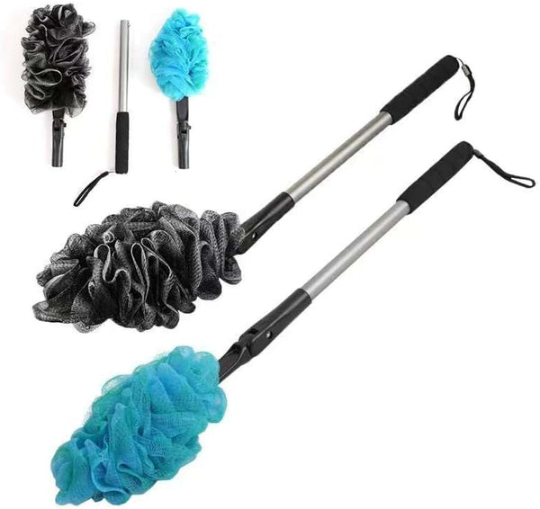 EASACE Back Scrubber for Shower Loofah with Long Handle, Adjustable Head with 1 Replacement Soft Loofa,Scrubber Sponge and Brush for Body,23?Loofah on a Stick for Men Women Bathing Accessories