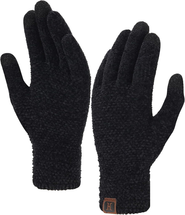 FZ FANTASTIC ZONE Womens Winter Touchscreen Gloves for Cold Weather, Chenille Warm Knit Gloves