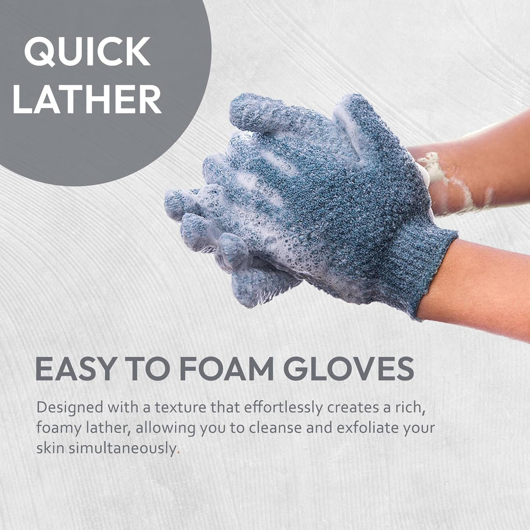 4 Pairs Exfoliating Gloves, 100% Nylon, Dual Texture Body Scrub for Spa, Massage & Dead Skin Removal, Multi-Color Shower Bath Accessories (Melon/Wild Blue Yonder)