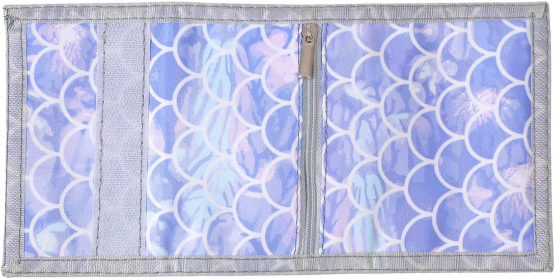 Leyeve Wallet,Teen Wallet with Coin Pocket,Kids Wallets for Boys,Rfid Trifold Canvas Outdoor Sports Wallet for Kids,Front Pocket Wallet with Magic Sticker-Blue Ripples