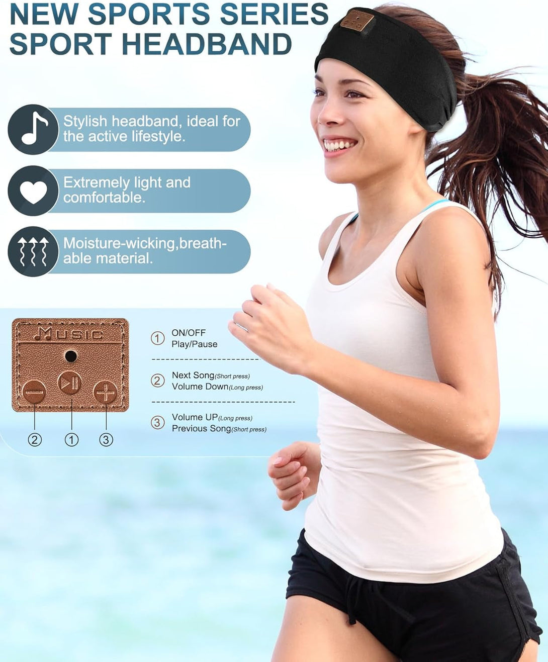 2-Pack Headband Headphones, Sleeping Headphones with Ultra-Thin HD Stereo Speaker, Bluetooth Headband Wireless for Sports, Workouts, Insomnia, Yoga, Air Travel, Meditation