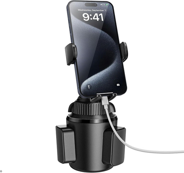 Apps2Car Universal Car Cup Phone Holder | Quick Extension Long Arm | 360° Swivel | Adjustable for Iphone, Samsung, Google, and All Smartphones | Stable & No Shake Design