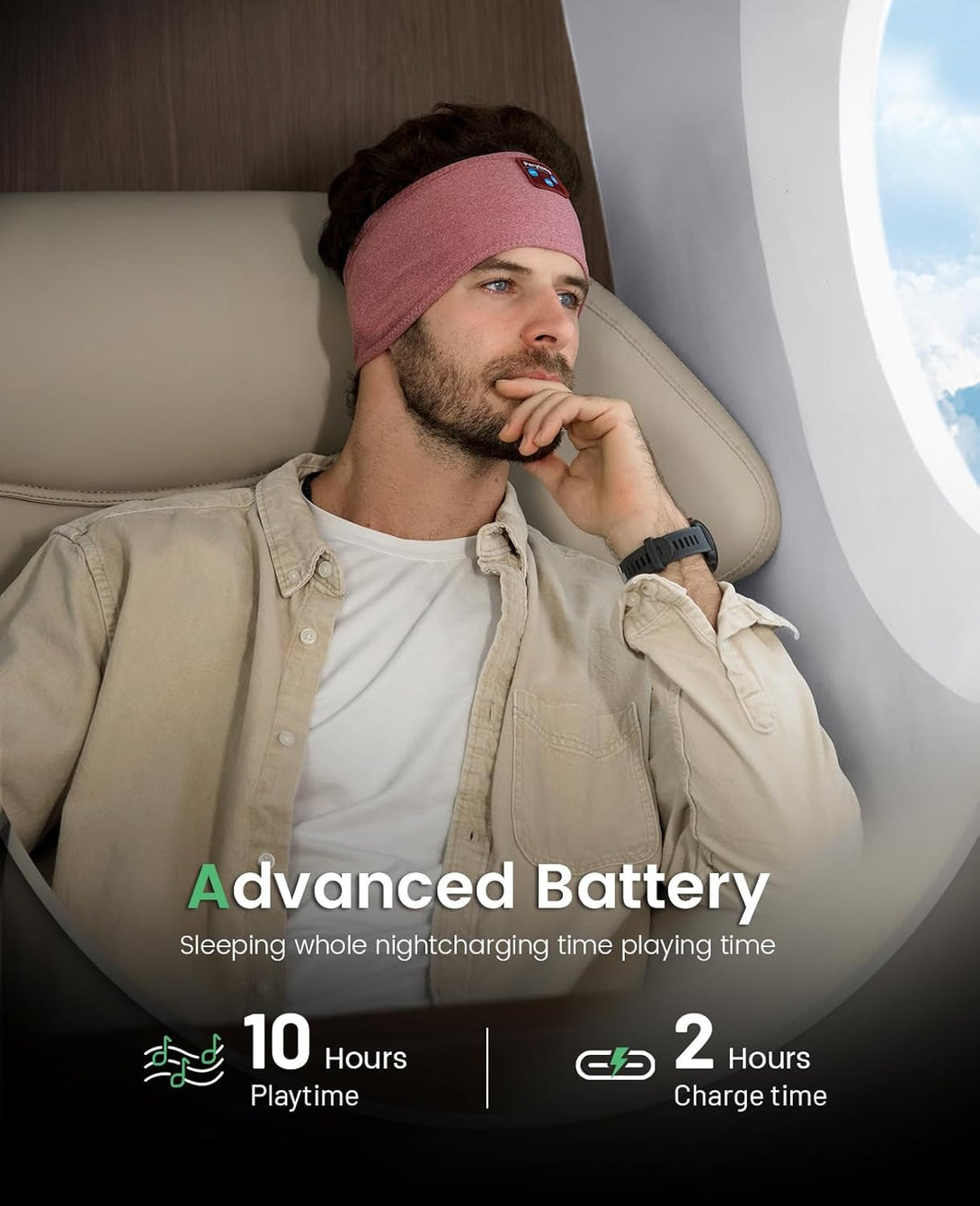Perytong Sleep Headphones Bluetooth 5.4 Headband Headphones, Wireless Earphones Music Sleep Earbuds for Side Sleepers Sleeping Eye Mask for Women Men Workout Running Cool Unique Gifts