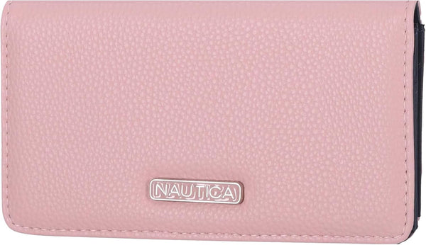 Nautica Seaside Slim Womens Wallet RFID Blocking Credit Card Holder, Coin Purse, Checkbook Organizer Clutch, Small Vegan Leather Wallet for Travel, Blush