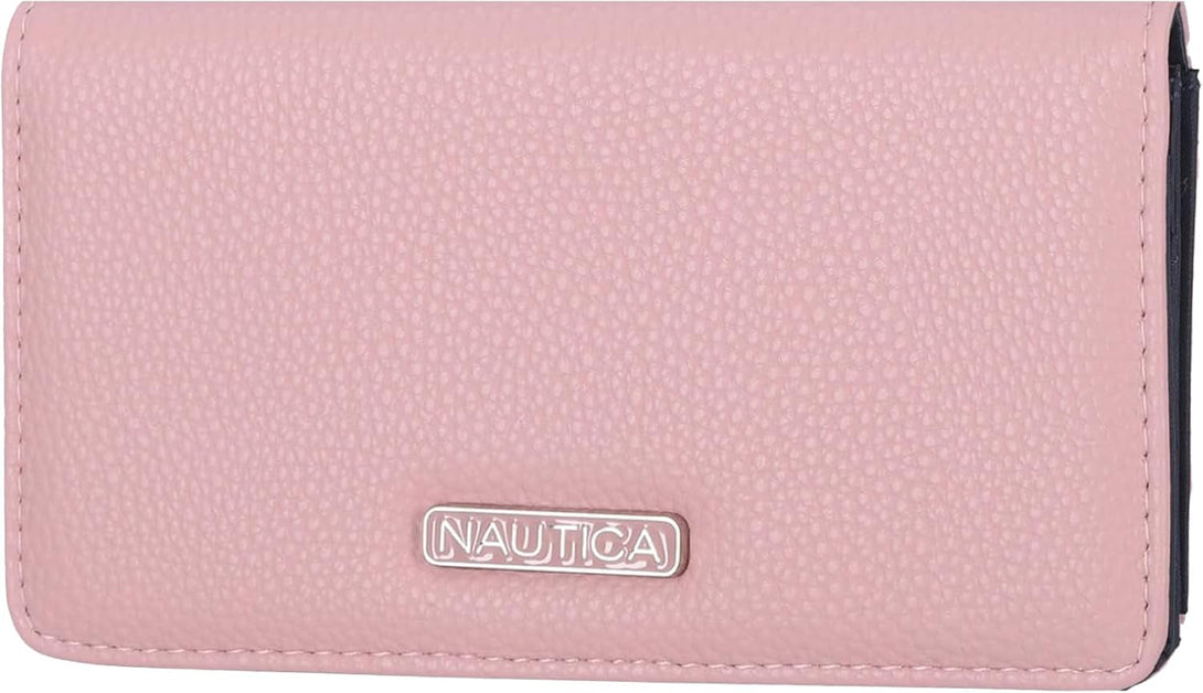Nautica Seaside Slim Womens Wallet RFID Blocking Credit Card Holder, Coin Purse, Checkbook Organizer Clutch, Small Vegan Leather Wallet for Travel, Blush
