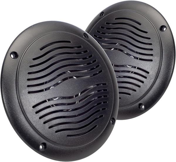 5-Inch Water Resistant Outdoor Speakers, Dual Cone, 25W Peak Power, Marine and RV Compatible (Black)