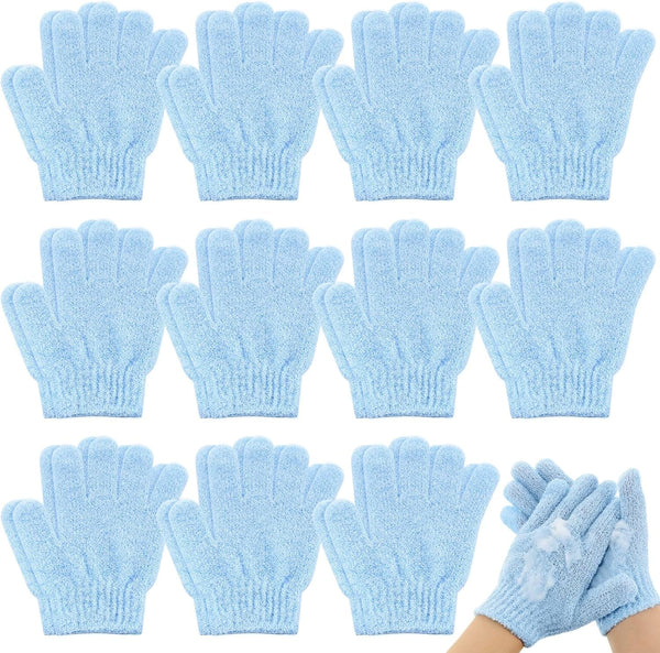 Ramede 30 Pair Exfoliating Glove Double Sided Exfoliating Bath Gloves Pack Nylon Colorful Shower for Men Women Beauty Spa Massage Shower Deep Clean Body Skin Bathing Scrubber Disposable(Sky Blue)