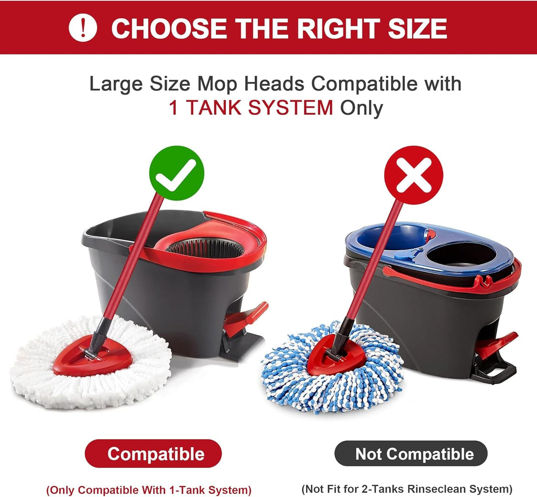 3 Pack Mop Replacement Heads for O-Ceda Mop Replace Head Easywrin Spin Mop Heads Replacements, Microfiber Spin Mop Refills, Easy Cleaning Mop Head Replacement
