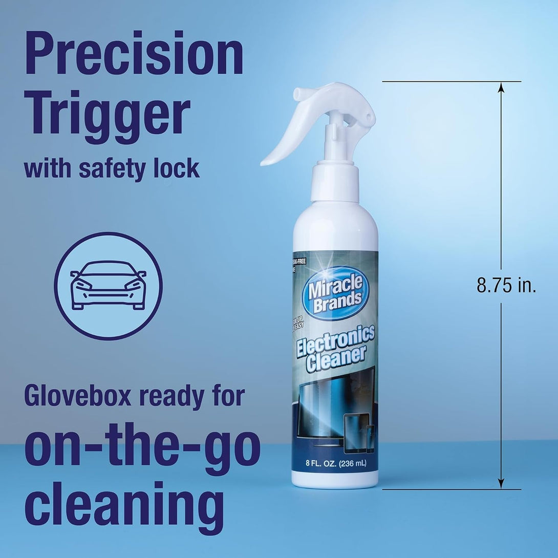 Miraclespray for Electronics Cleaning, Safe Multisurface Cleaner for Any TV, Phone, Monitor, Keyboard, Screen, Computer, Includes Microfiber Towel - 8 Ounce Kit