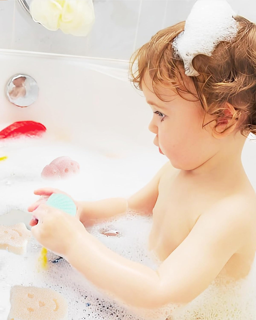 Mohern Konjac Baby Sponge for Bathing, 5Pcs Natural Cute Shapes, Kids Bath Sponges for Infants, Toddler Bath Time, Plant-Based, Extra Soft