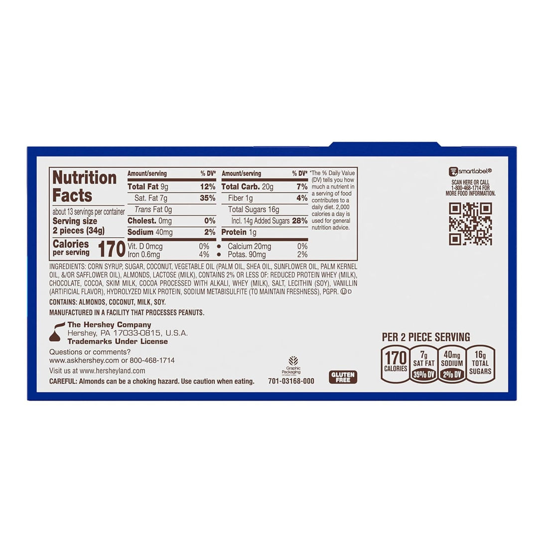 ALMOND JOY Coconut and Almond Chocolate Snack Size, Candy Pantry Pack, 15 Oz (25 Pieces)