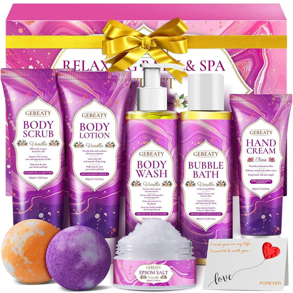 Self Care Gifts for Women,Unique Relaxing Birthday Gifts for Mom Wife Her,Stress Relief Spa Gifts Basket for Mothers Day Sister Friendship,Vanilla Bath Care Package Gift Set,Christmas Stocking Stuffer