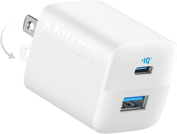 Anker USB C Charger Block, 33W 2 Port Compact Charger with Foldable Plug for Iphone 16/15, Galaxy, and More (Cable Not Included, White)