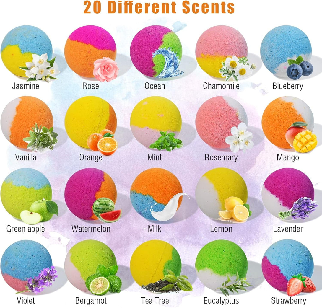 Bath Bombs for Kids with Surprise Inside, 20 Pack Kids Bath Bombs Gift Set with Toys for Girls Boys, Handmade Bubble Bath Fizzy Balls Kit for Birthday, Christmas, Easter(Package May Vary)