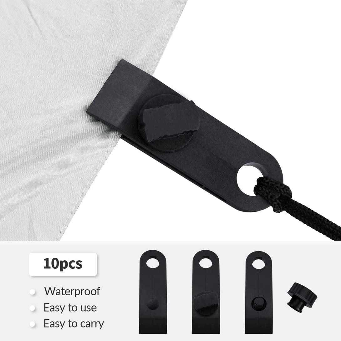 10 Pcs Heavy Duty Tarp Clips Shark Tent Fasteners Clips Holder for Car Covers, Outdoor Camping, Awnings, Swimming Pool Covers Black