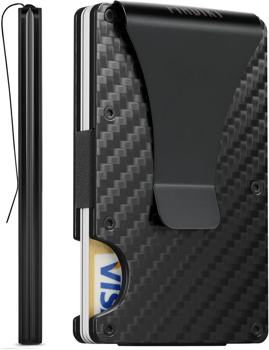 Carbon Fiber Minimalist Wallet for Men Credit Card Holder Money Clip & Cash Strap Slim RFID Mens Wallets