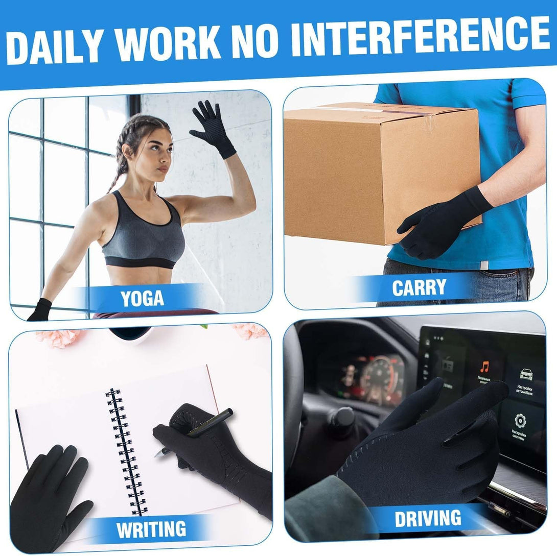 2 Pairs Full Finger Copper Arthritis Gloves with Touchscreen Tip, Compression Gloves for Women Men, Relief for Rheumatoid, Osteoarthritis, Carpal Tunnel, Hand Pain, Tendonitis, Computer Typing (L)
